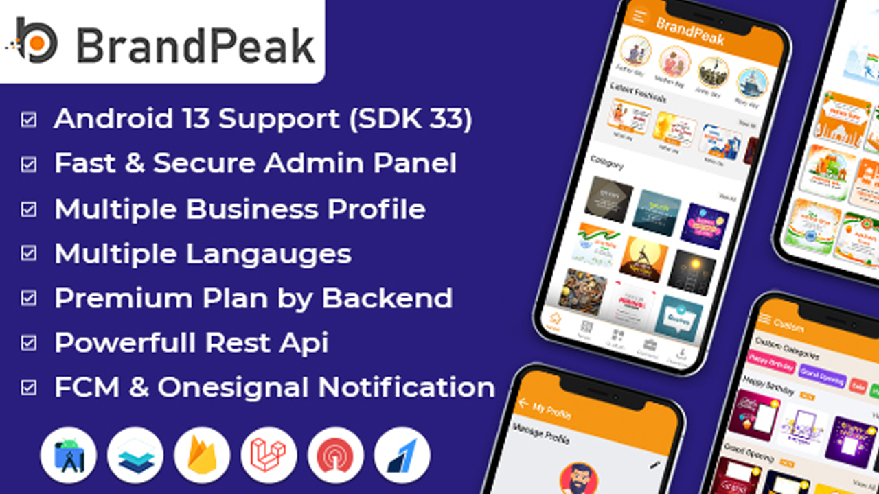 BrandPeak: Festival Poster Maker, Business Post, Political Post Maker App | Install Support | Reskin